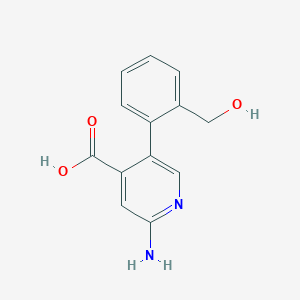 molecular formula C13H12N2O3 B6387029 2-Amino-5-[2-(hydroxymethyl)phenyl]pyridine-4-carboxylic acid CAS No. 1261926-43-5