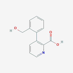 molecular formula C13H11NO3 B6387034 3-(2-Hydroxymethylphenyl)picolinic acid, 95% CAS No. 1261996-81-9