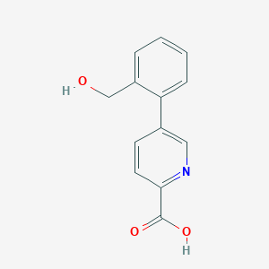 molecular formula C13H11NO3 B6387041 5-(2-Hydroxymethylphenyl)picolinic acid, 95% CAS No. 1261955-39-8