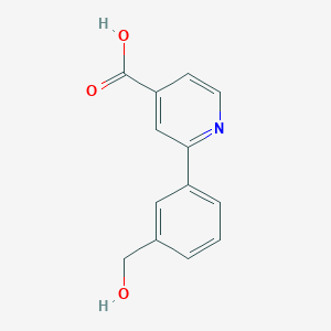 molecular formula C13H11NO3 B6387051 2-(3-Hydroxymethylphenyl)isonicotinic acid, 95% CAS No. 1255636-20-4