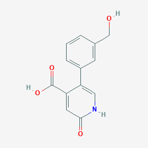 molecular formula C13H11NO4 B6387093 2-Hydroxy-5-(3-hydroxymethylphenyl)isonicotinic acid CAS No. 1261991-87-0