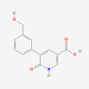 molecular formula C13H11NO4 B6387114 6-Hydroxy-5-(3-hydroxymethylphenyl)nicotinic acid CAS No. 1261991-94-9