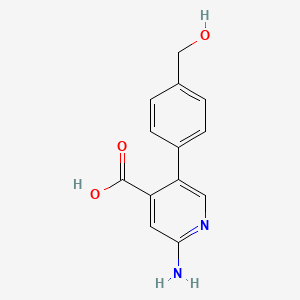 molecular formula C13H12N2O3 B6387137 2-Amino-5-[4-(hydroxymethyl)phenyl]pyridine-4-carboxylic acid CAS No. 1261905-94-5