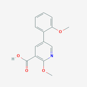 molecular formula C14H13NO4 B6387216 2-Methoxy-5-(2-methoxyphenyl)nicotinic acid, 95% CAS No. 1261974-30-4