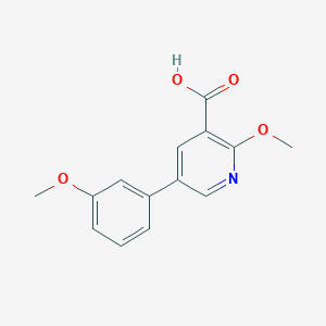 molecular formula C14H13NO4 B6387285 2-Methoxy-5-(3-methoxyphenyl)nicotinic acid, 95% CAS No. 1261927-01-8