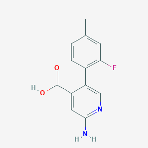 molecular formula C13H11FN2O2 B6387335 2-Amino-5-(2-fluoro-4-methylphenyl)pyridine-4-carboxylic acid CAS No. 1261974-89-3