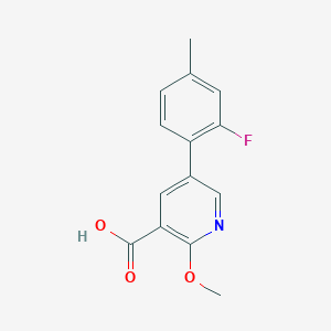 molecular formula C14H12FNO3 B6387374 5-(2-Fluoro-4-methylphenyl)-2-methoxynicotinic acid, 95% CAS No. 1261911-49-2