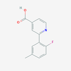 molecular formula C13H10FNO2 B6387384 2-(2-Fluoro-5-methylphenyl)isonicotinic acid, 95% CAS No. 1261927-09-6