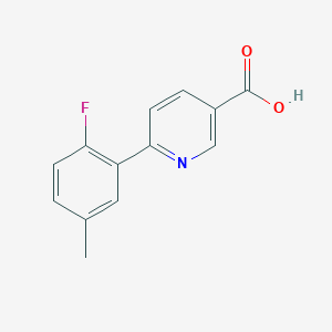 molecular formula C13H10FNO2 B6387412 6-(2-Fluoro-5-methylphenyl)nicotinic acid, 95% CAS No. 1261906-15-3