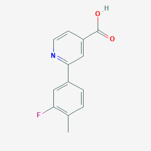 molecular formula C13H10FNO2 B6387506 2-(3-Fluoro-4-methylphenyl)isonicotinic acid, 95% CAS No. 1261968-11-9