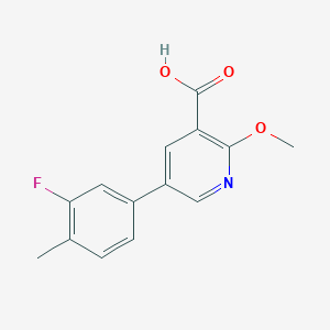 molecular formula C14H12FNO3 B6387554 5-(3-Fluoro-4-methylphenyl)-2-methoxynicotinic acid, 95% CAS No. 1261911-57-2