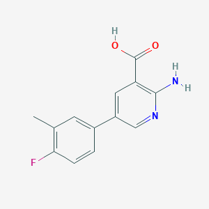 molecular formula C13H11FN2O2 B6387617 2-Amino-5-(4-fluoro-3-methylphenyl)pyridine-3-carboxylic acid CAS No. 1261904-78-2