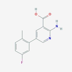 molecular formula C13H11FN2O2 B6387660 2-Amino-5-(5-fluoro-2-methylphenyl)pyridine-3-carboxylic acid CAS No. 1261927-67-6