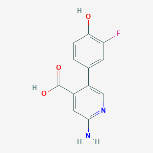 molecular formula C12H9FN2O3 B6387708 2-Amino-5-(3-fluoro-4-hydroxyphenyl)pyridine-4-carboxylic acid CAS No. 1261997-43-6