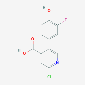 molecular formula C12H7ClFNO3 B6387726 2-Chloro-5-(3-fluoro-4-hydroxyphenyl)pyridine-4-carboxylic acid CAS No. 1261962-65-5