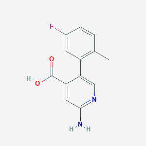 molecular formula C13H11FN2O2 B6387748 2-Amino-5-(5-fluoro-2-methylphenyl)pyridine-4-carboxylic acid CAS No. 1262004-41-0