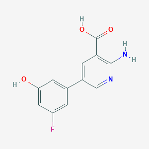 molecular formula C12H9FN2O3 B6387772 2-Amino-5-(3-fluoro-5-hydroxyphenyl)pyridine-3-carboxylic acid CAS No. 1261919-91-8