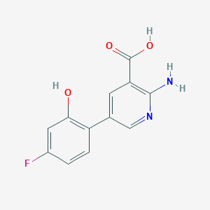 molecular formula C12H9FN2O3 B6387859 2-Amino-5-(4-fluoro-2-hydroxyphenyl)pyridine-3-carboxylic acid CAS No. 1261920-02-8