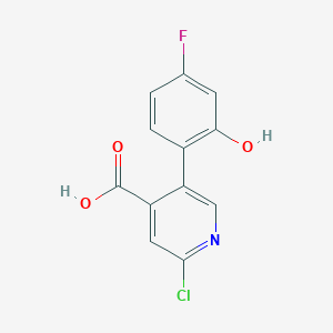 molecular formula C12H7ClFNO3 B6387864 2-Chloro-5-(4-fluoro-2-hydroxyphenyl)pyridine-4-carboxylic acid CAS No. 1261930-99-7