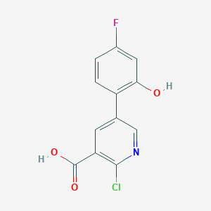 molecular formula C12H7ClFNO3 B6387878 2-Chloro-5-(4-fluoro-2-hydroxyphenyl)pyridine-3-carboxylic acid CAS No. 1261989-71-2