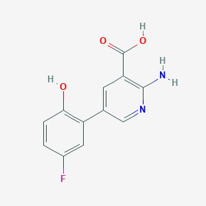 molecular formula C12H9FN2O3 B6387885 2-Amino-5-(5-fluoro-2-hydroxyphenyl)pyridine-3-carboxylic acid CAS No. 1261912-19-9