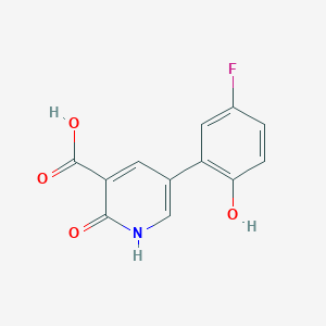 molecular formula C12H8FNO4 B6387896 5-(5-Fluoro-2-hydroxyphenyl)-2-hydroxynicotinic acid CAS No. 1261962-95-1