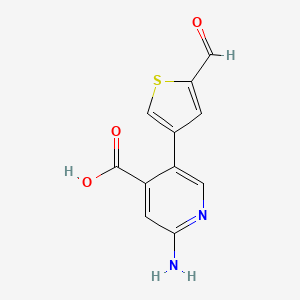 molecular formula C11H8N2O3S B6387920 2-Amino-5-(5-formylthiophen-3-yl)pyridine-4-carboxylic acid CAS No. 1261920-19-7