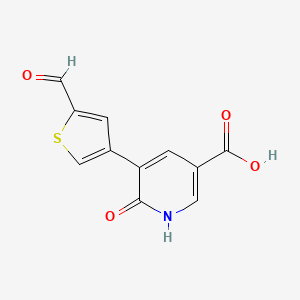 molecular formula C11H7NO4S B6387937 5-(2-Formylthiophen-4-YL)-6-hydroxynicotinic acid CAS No. 1261904-38-4