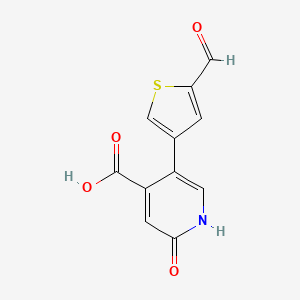 molecular formula C11H7NO4S B6387943 5-(2-Formylthiophen-4-yl)-2-hydroxyisonicotinic acid, 95% CAS No. 1261997-83-4