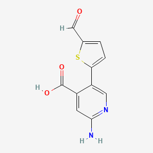 molecular formula C11H8N2O3S B6387993 2-Amino-5-(5-formylthiophen-2-yl)pyridine-4-carboxylic acid CAS No. 1261997-98-1