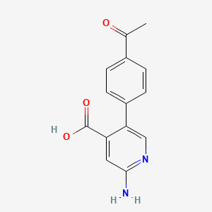 molecular formula C14H12N2O3 B6388513 5-(4-Acetylphenyl)-2-aminopyridine-4-carboxylic acid CAS No. 1261920-96-0