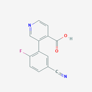 molecular formula C13H7FN2O2 B6388538 3-(5-Cyano-2-fluorophenyl)isonicotinic acid, 95% CAS No. 1261921-13-4