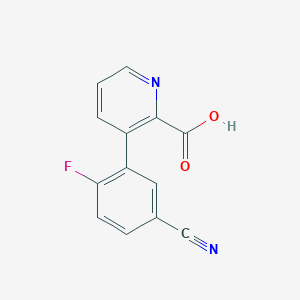 molecular formula C13H7FN2O2 B6388545 3-(5-Cyano-2-fluorophenyl)picolinic acid CAS No. 1261890-09-8