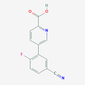 molecular formula C13H7FN2O2 B6388557 5-(5-Cyano-2-fluorophenyl)picolinic acid CAS No. 1261956-04-0