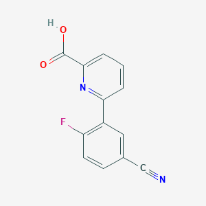 molecular formula C13H7FN2O2 B6388569 6-(5-Cyano-2-fluorophenyl)picolinic acid CAS No. 1261954-70-4