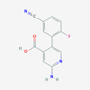 molecular formula C13H8FN3O2 B6388611 2-Amino-5-(5-cyano-2-fluorophenyl)pyridine-4-carboxylic acid CAS No. 1261992-72-6