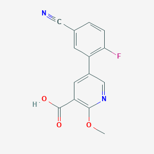 molecular formula C14H9FN2O3 B6388612 5-(5-Cyano-2-fluorophenyl)-2-methoxynicotinic acid, 95% CAS No. 1261950-95-1