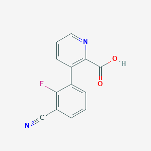 molecular formula C13H7FN2O2 B6388627 3-(3-Cyano-2-fluorophenyl)picolinic acid CAS No. 1261890-13-4