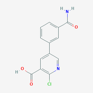 molecular formula C13H9ClN2O3 B6388761 5-(3-Aminocarbonylphenyl)-2-chloronicotinic acid, 95% CAS No. 1261912-78-0