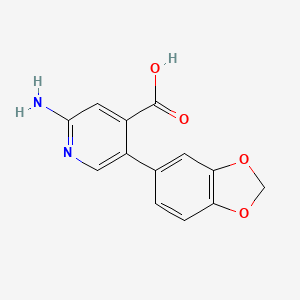 molecular formula C13H10N2O4 B6388907 2-Amino-5-(3,4-methylenedioxyphenyl)isonicotinic acid CAS No. 1261921-50-9