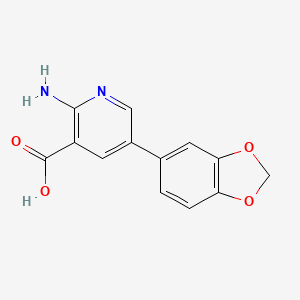 molecular formula C13H10N2O4 B6388912 2-Amino-5-(3,4-methylenedioxyphenyl)nicotinic acid CAS No. 1258614-62-8