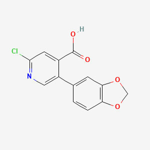 molecular formula C13H8ClNO4 B6388942 2-Chloro-5-(3,4-methylenedioxyphenyl)isonicotinic acid CAS No. 1258613-45-4