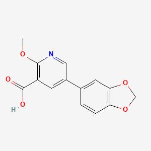 molecular formula C14H11NO5 B6388945 2-Methoxy-5-(3,4-methylenedioxyphenyl)nicotinic acid CAS No. 1261977-26-7