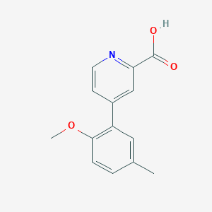 molecular formula C14H13NO3 B6388947 4-(2-Methoxy-5-methylphenyl)picolinic acid CAS No. 1255638-01-7