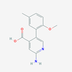 molecular formula C14H14N2O3 B6388972 2-Amino-5-(2-methoxy-5-methylphenyl)pyridine-4-carboxylic acid CAS No. 1261898-80-9