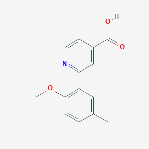 molecular formula C14H13NO3 B6388978 2-(2-METHOXY-5-METHYLPHENYL)ISONICOTINIC ACID CAS No. 1255638-78-8