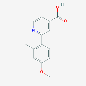 molecular formula C14H13NO3 B6388986 2-(4-Methoxy-2-methylphenyl)isonicotinic acid, 95% CAS No. 1261951-02-3