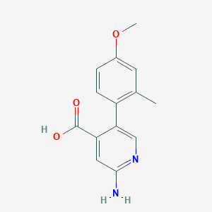 molecular formula C14H14N2O3 B6389027 2-Amino-5-(4-methoxy-2-methylphenyl)pyridine-4-carboxylic acid CAS No. 1261977-36-9