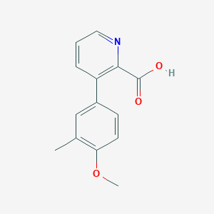 molecular formula C14H13NO3 B6389066 3-(4-Methoxy-3-methylphenyl)picolinic acid CAS No. 1261963-65-8