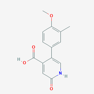 molecular formula C14H13NO4 B6389077 2-Hydroxy-5-(4-methoxy-3-methylphenyl)isonicotinic acid CAS No. 1261930-66-8